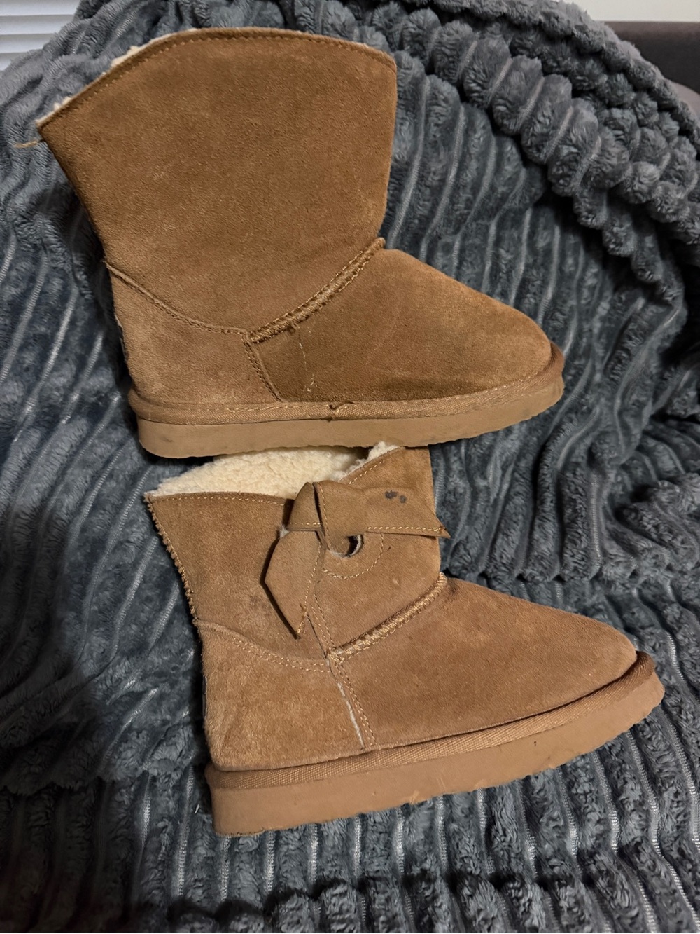 BearPaw Kids Brown Suede Shearling Lined Boots